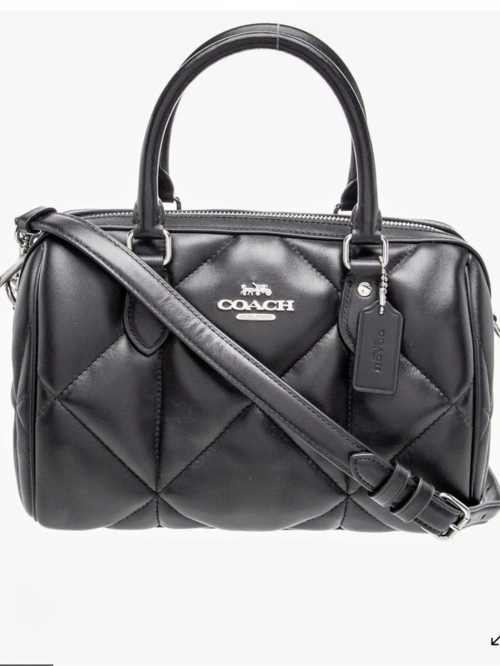 COACH Rowan Satchel With Puffy Diamond Quilting Black